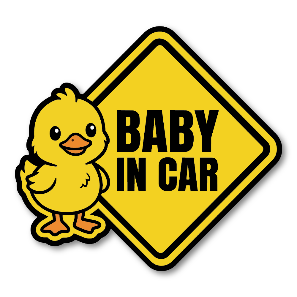 BABY IN CAR ステッカー 120×110mm ひよこデザイン ベビーインカー 車用サイン ダイヤ型 かわいい 赤ちゃん乗車中 防水 屋外対応 カーステッカー