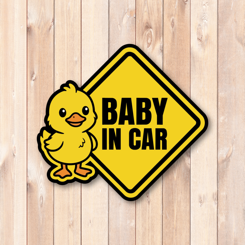 BABY IN CAR ステッカー 120×110mm ひよこデザイン ベビーインカー 車用サイン ダイヤ型 かわいい 赤ちゃん乗車中 防水 屋外対応 カーステッカー - 画像 (2)