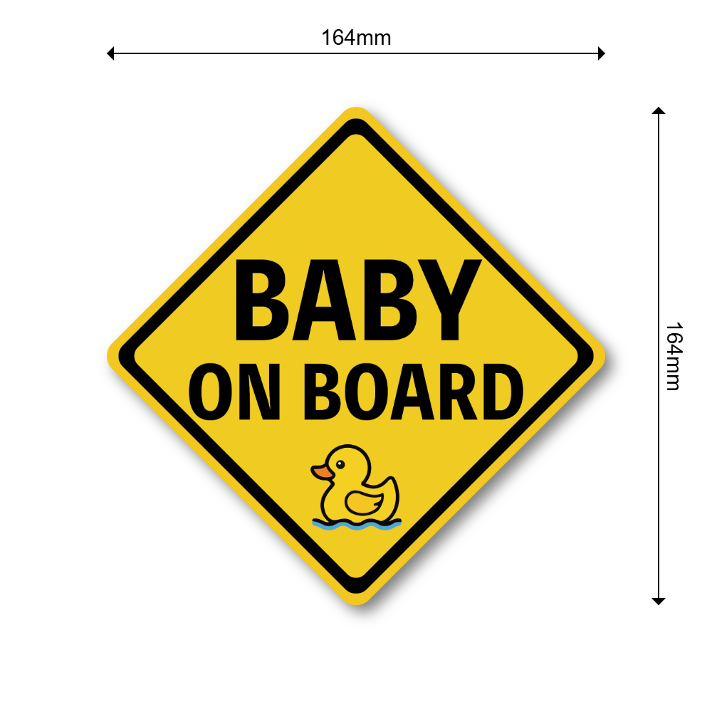 BABY ON BOARD ステッカー 警告サイン風 カーステッカー 赤ちゃん乗ってます イエローダイヤデザイン 車用 防水 屋外対応 164×164mm アヒル - 画像 (3)