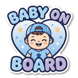 BABY ON BOARD ステッカー 120×126mm 赤ちゃん乗ってます ベビーインカー ハートデザイン パステルカラー 車用 カーステッカー 防水 かわいい ベビーサイン 男の子