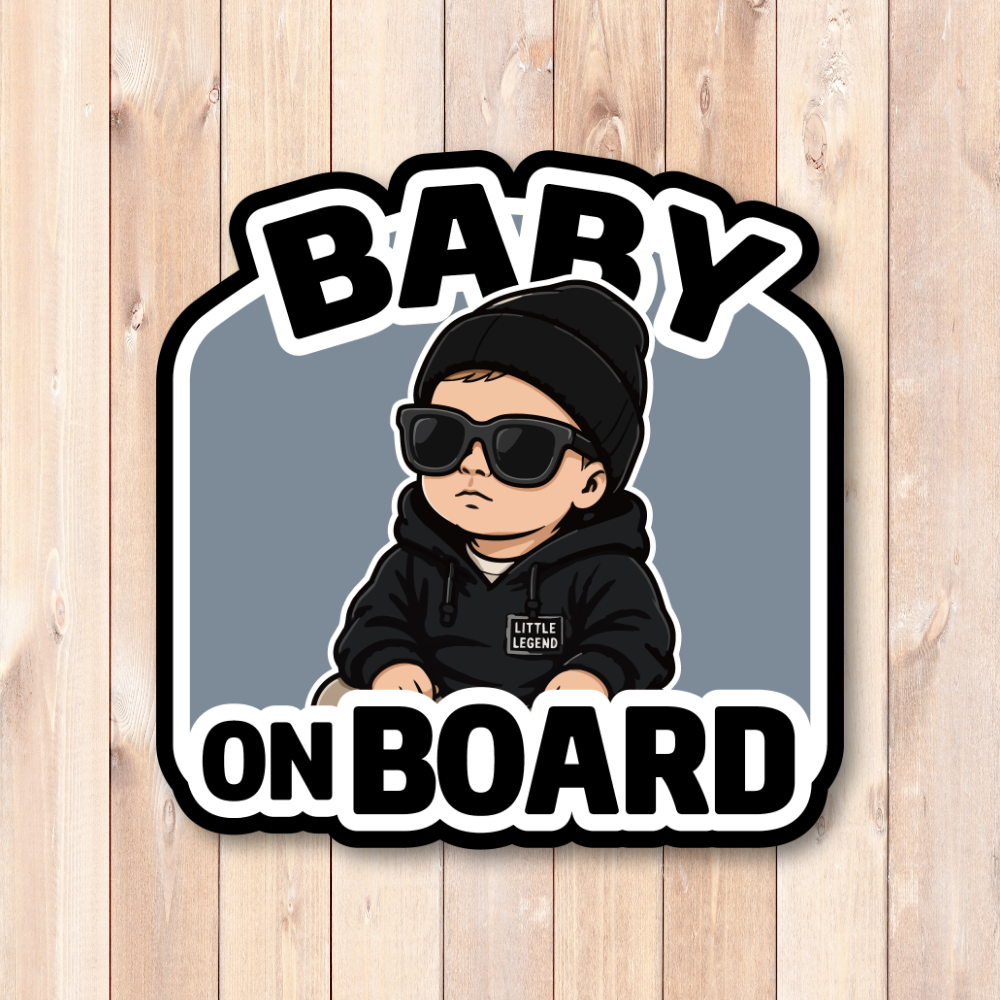 BABY ON BOARD ステッカー おしゃれ ベビーインカー クールベビーデザイン 車用 カーステッカー 防水 120×122mm Urban Black - 画像 (2)