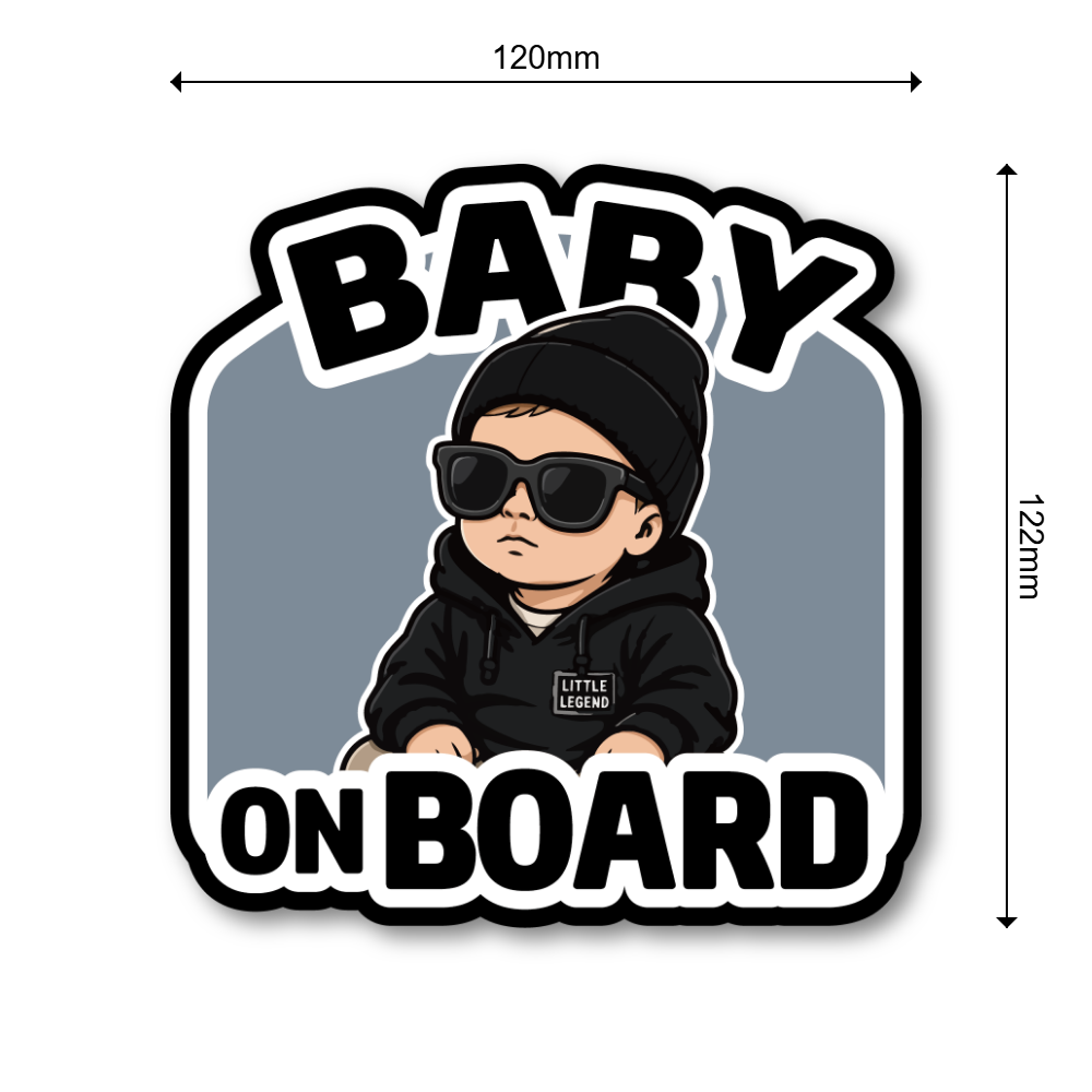BABY ON BOARD ステッカー おしゃれ ベビーインカー クールベビーデザイン 車用 カーステッカー 防水 120×122mm Urban Black - 画像 (3)