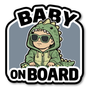 BABY ON BOARD ステッカー おしゃれ ベビーインカー クールベビーデザイン 車用 カーステッカー 防水 120×122mm Tiny Dino