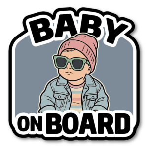 BABY ON BOARD ステッカー おしゃれ ベビーインカー クールベビーデザイン 車用 カーステッカー 防水 120×122mm Blush Beanie