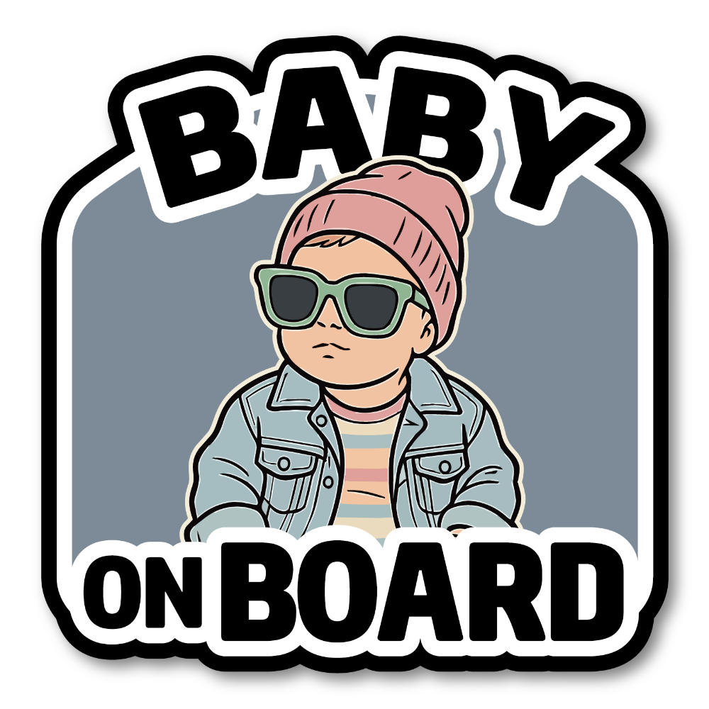 BABY ON BOARD ステッカー おしゃれ ベビーインカー クールベビーデザイン 車用 カーステッカー 防水 120×122mm Blush Beanie
