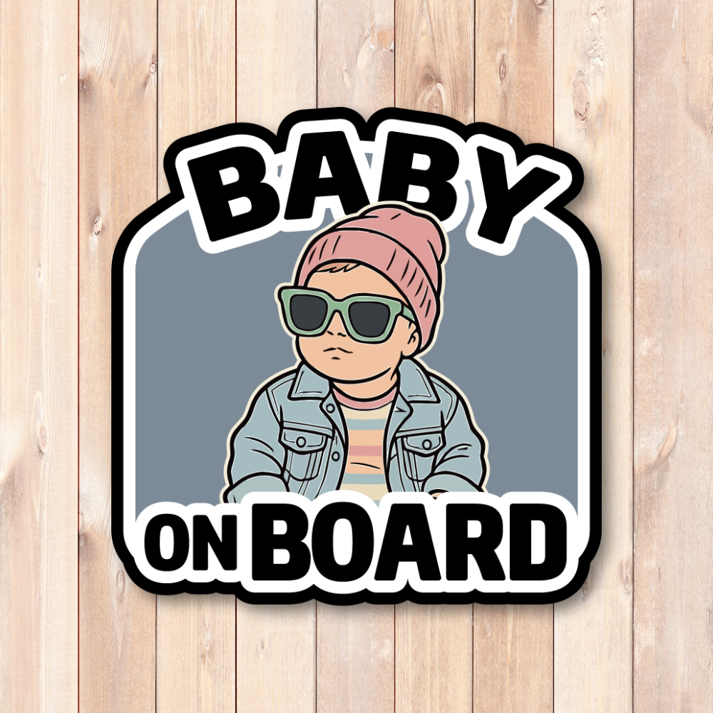 BABY ON BOARD ステッカー おしゃれ ベビーインカー クールベビーデザイン 車用 カーステッカー 防水 120×122mm Blush Beanie - 画像 (2)