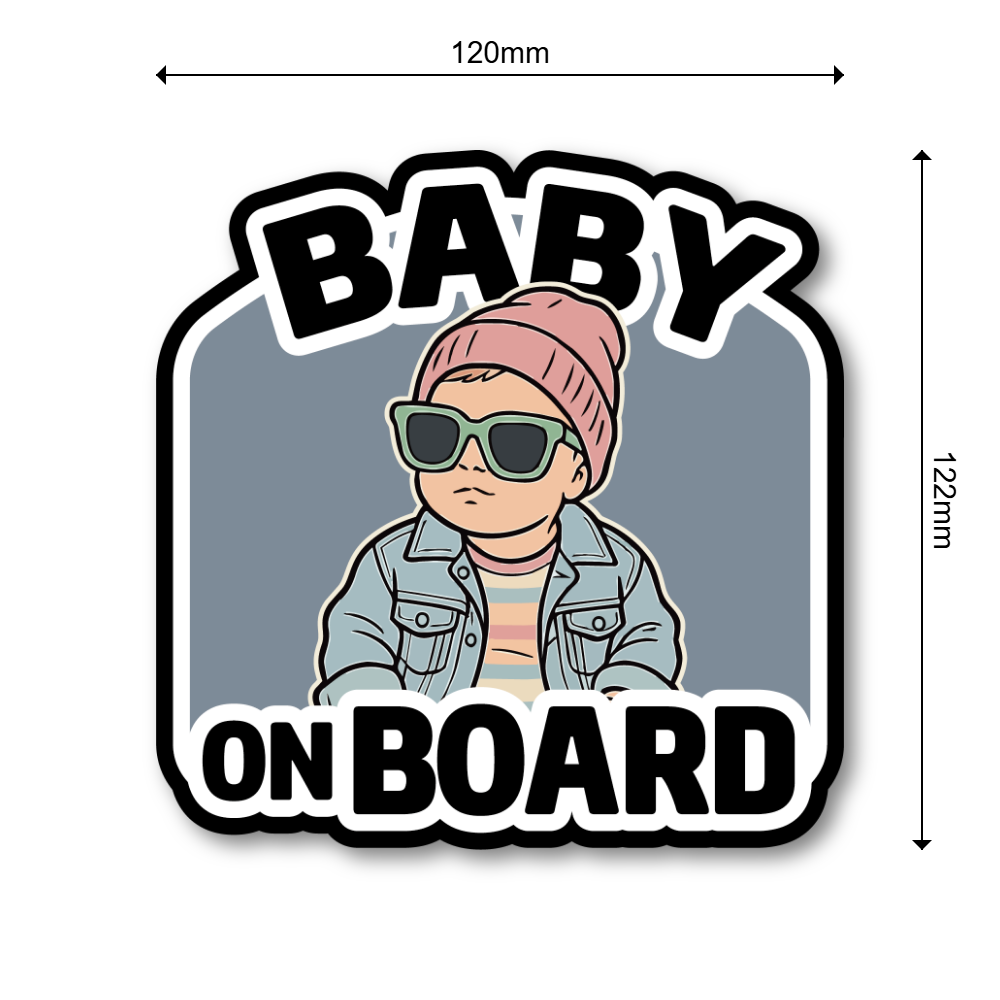 BABY ON BOARD ステッカー おしゃれ ベビーインカー クールベビーデザイン 車用 カーステッカー 防水 120×122mm Blush Beanie - 画像 (3)