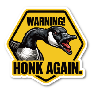 HONK AGAIN ステッカー ガチョウ警告サイン アニマルミーム 車用デカール イエローデザイン 防水 耐候 幅120mm 02
