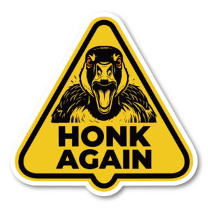 HONK AGAIN ステッカー ガチョウ警告サイン アニマルミーム 車用デカール イエローデザイン 防水 耐候 幅120mm 03