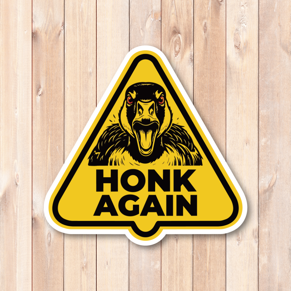 HONK AGAIN ステッカー ガチョウ警告サイン アニマルミーム 車用デカール イエローデザイン 防水 耐候 幅120mm 03 - 画像 (2)