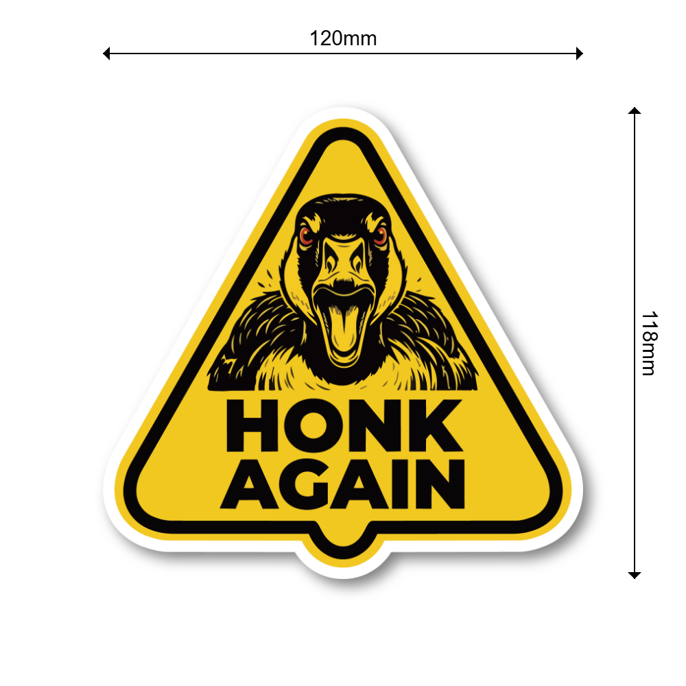 HONK AGAIN ステッカー ガチョウ警告サイン アニマルミーム 車用デカール イエローデザイン 防水 耐候 幅120mm 03 - 画像 (3)