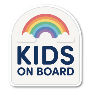 KIDS ON BOARD ステッカー 虹デザイン レインボー キッズサイン 車用 カーステッカー 120×136mm パステルカラー 防水仕様
