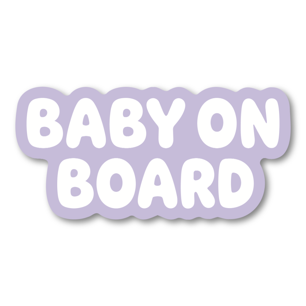 BABY ON BOARD ステッカー シンプル ミニマルデザイン 160×77mm 車用サイン ベビーオンボード カーステッカー ニュートラルカラー ダイカット仕様 Lavender