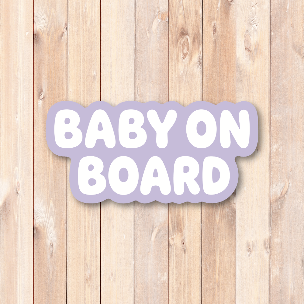 BABY ON BOARD ステッカー シンプル ミニマルデザイン 160×77mm 車用サイン ベビーオンボード カーステッカー ニュートラルカラー ダイカット仕様 Lavender - 画像 (2)