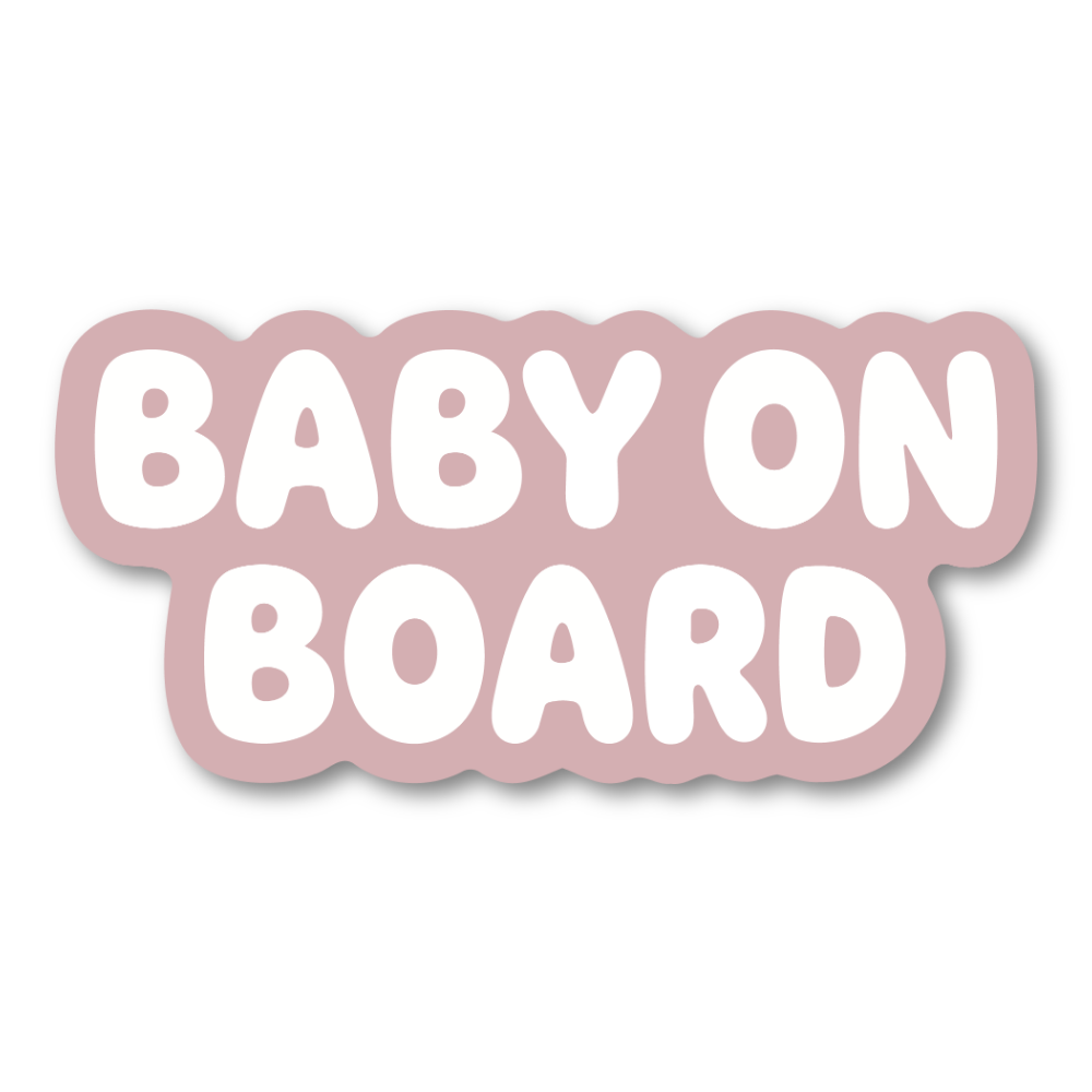 BABY ON BOARD ステッカー シンプル ミニマルデザイン 160×77mm 車用サイン ベビーオンボード カーステッカー ニュートラルカラー ダイカット仕様 Dusty Pink