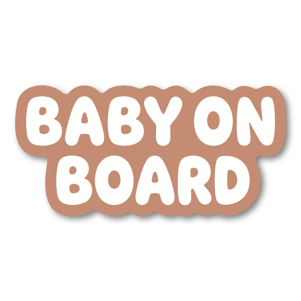 BABY ON BOARD ステッカー シンプル ミニマルデザイン 160×77mm 車用サイン ベビーオンボード カーステッカー ニュートラルカラー ダイカット仕様 Terracotta
