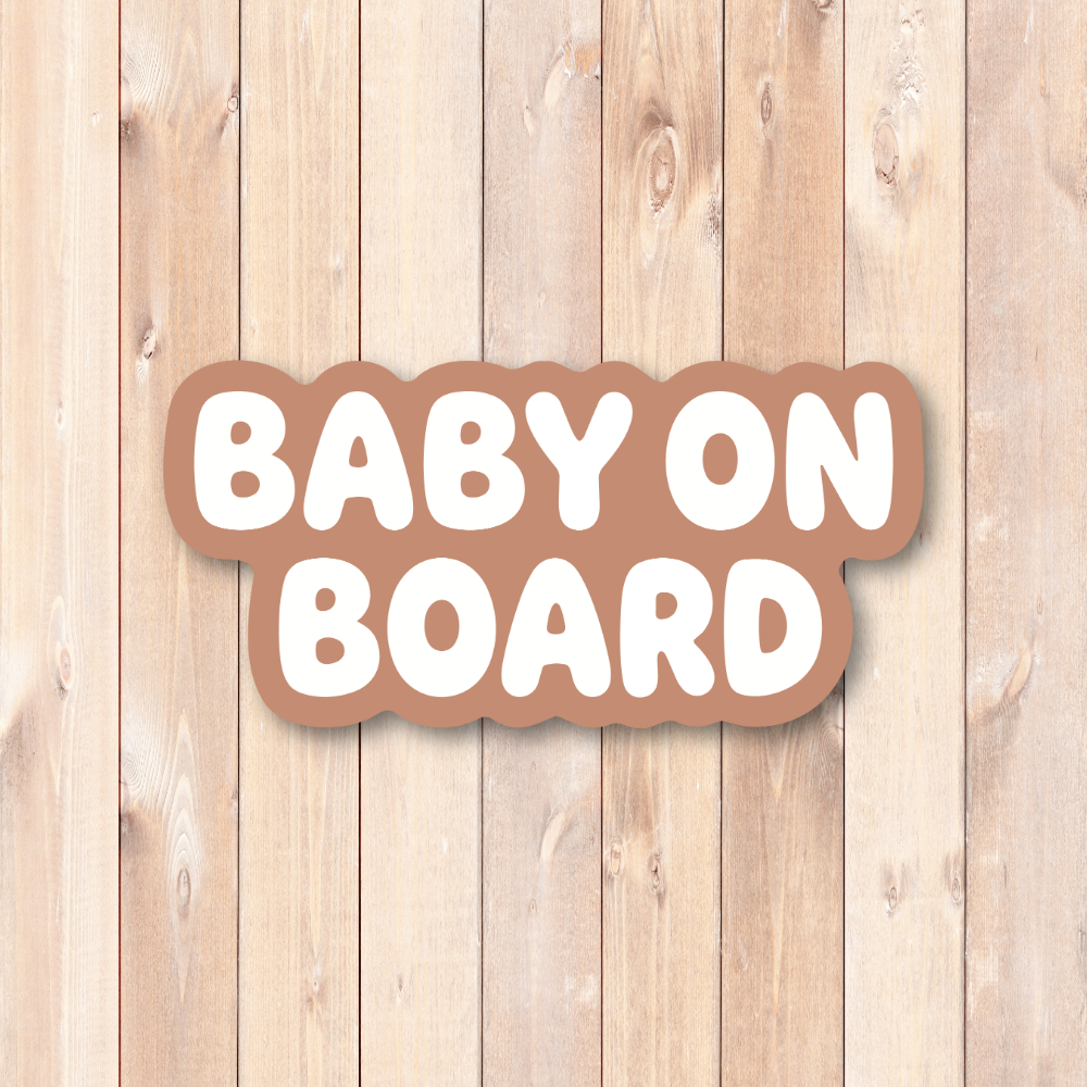 BABY ON BOARD ステッカー シンプル ミニマルデザイン 160×77mm 車用サイン ベビーオンボード カーステッカー ニュートラルカラー ダイカット仕様 Terracotta - 画像 (2)