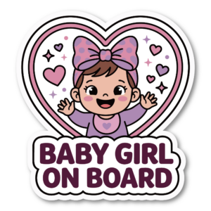 Baby On Board ステッカー 120mm幅 ベビーインカー チャイルドインカー ツインズ 双子 赤ちゃん乗車中 車用サイン Baby Girl Heart Pink