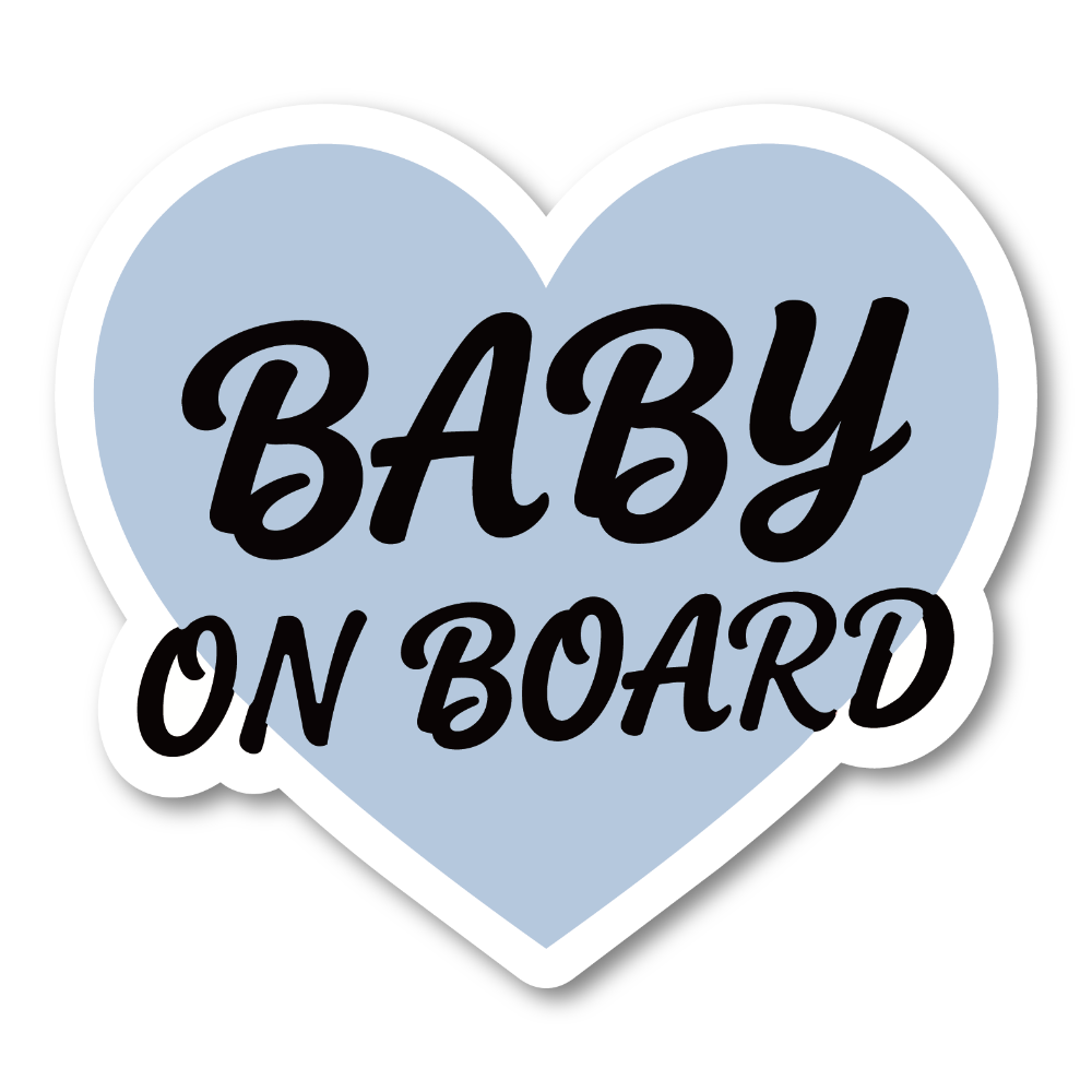 Baby On Board ステッカー ハートデザイン シンプル おしゃれ ベビーインカー ベビーオンボード 車用サイン カーステッカー 赤ちゃん乗車中 耐水 UVラミネート Dusty Blue