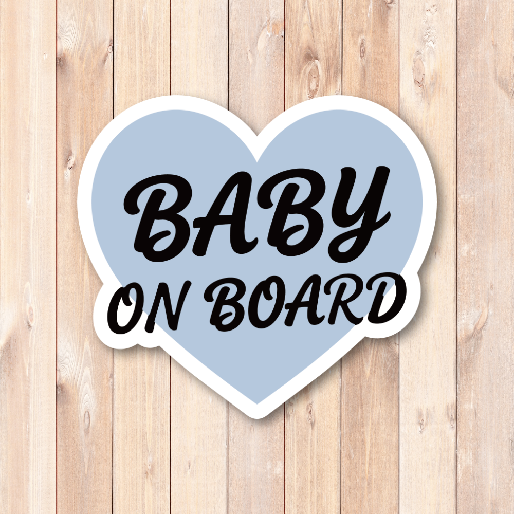 Baby On Board ステッカー ハートデザイン シンプル おしゃれ ベビーインカー ベビーオンボード 車用サイン カーステッカー 赤ちゃん乗車中 耐水 UVラミネート Dusty Blue - 画像 (2)