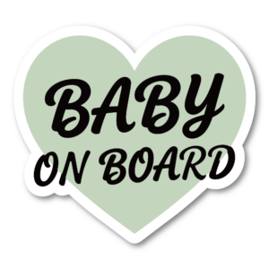 Baby On Board ステッカー ハートデザイン シンプル おしゃれ ベビーインカー ベビーオンボード 車用サイン カーステッカー 赤ちゃん乗車中 耐水 UVラミネート Sage Green