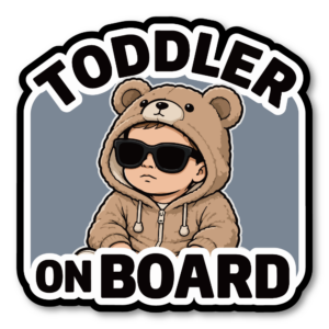 おしゃれな TODDLER ON BOARD ステッカー ベビーインカー キッズインカー 車用 セーフティサイン 防水・UVラミネート仕様 カーサイン Bear Hoodie