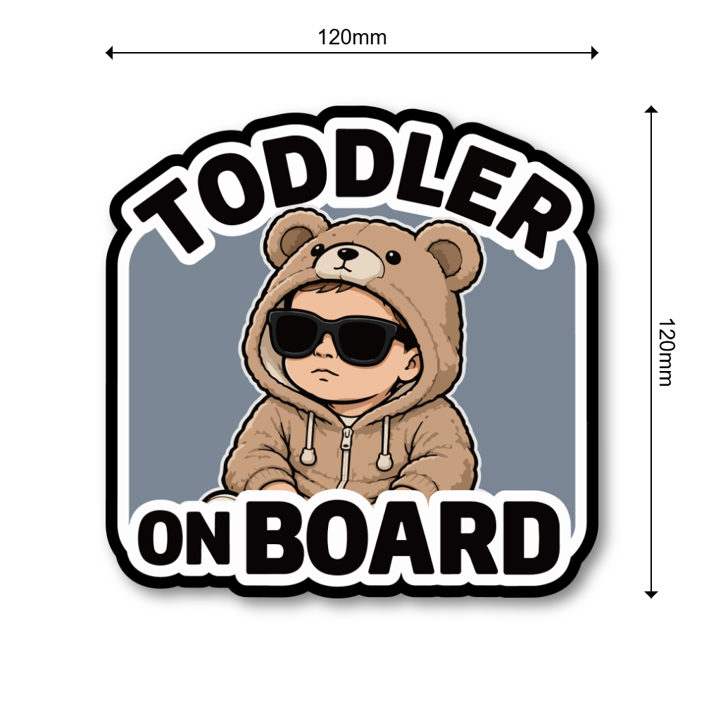 おしゃれな TODDLER ON BOARD ステッカー ベビーインカー キッズインカー 車用 セーフティサイン 防水・UVラミネート仕様 カーサイン Bear Hoodie - 画像 (3)