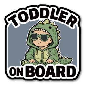 おしゃれな TODDLER ON BOARD ステッカー ベビーインカー キッズインカー 車用 セーフティサイン 防水・UVラミネート仕様 カーサイン Dinosaur Costume