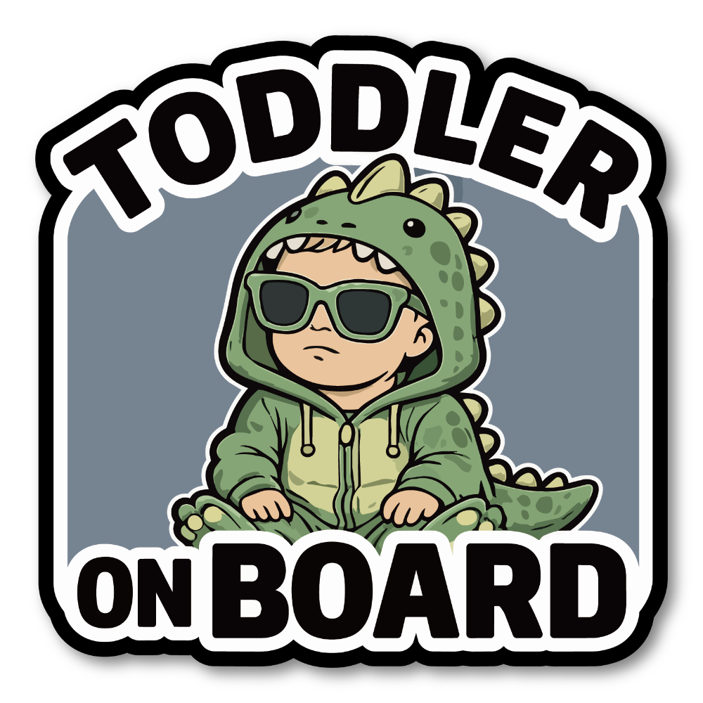 おしゃれな TODDLER ON BOARD ステッカー ベビーインカー キッズインカー 車用 セーフティサイン 防水・UVラミネート仕様 カーサイン Dinosaur Costume