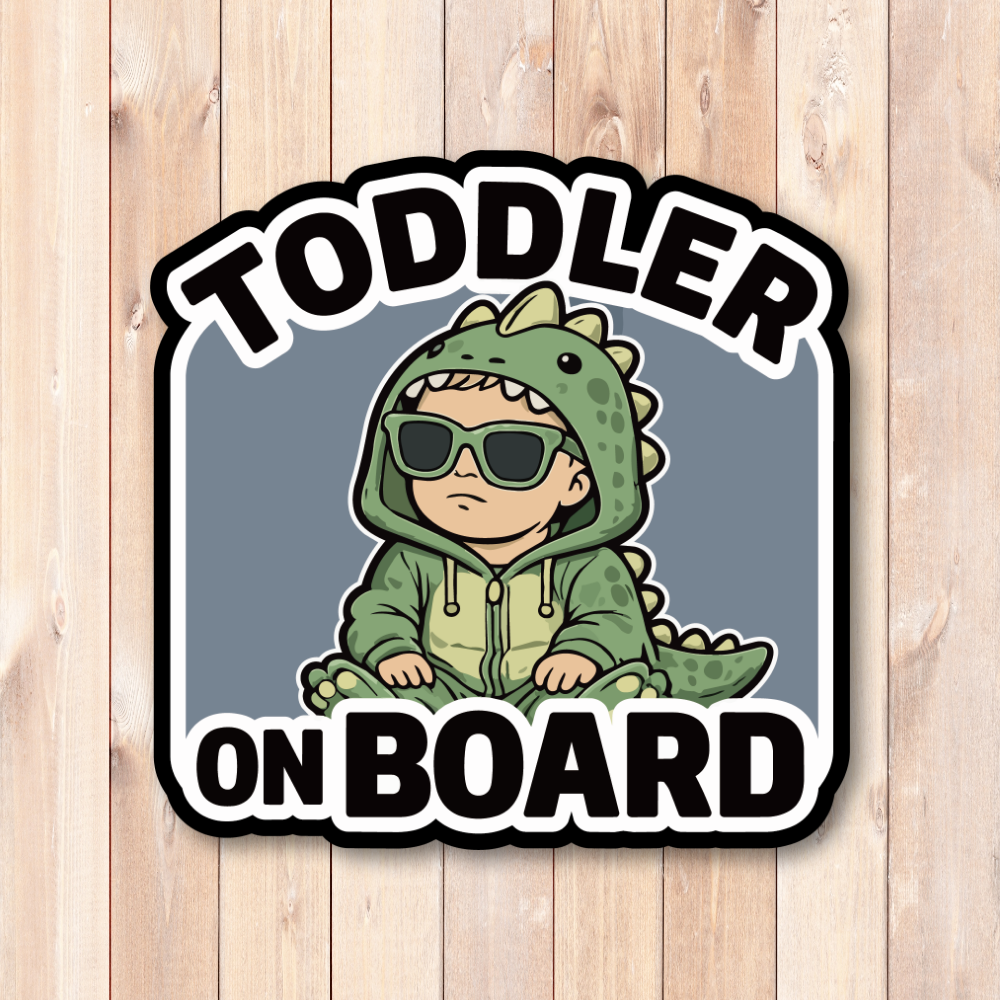 おしゃれな TODDLER ON BOARD ステッカー ベビーインカー キッズインカー 車用 セーフティサイン 防水・UVラミネート仕様 カーサイン Dinosaur Costume - 画像 (2)