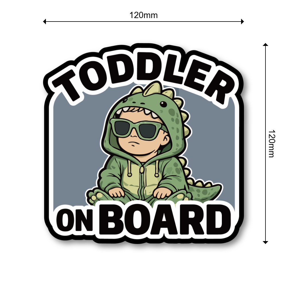 おしゃれな TODDLER ON BOARD ステッカー ベビーインカー キッズインカー 車用 セーフティサイン 防水・UVラミネート仕様 カーサイン Dinosaur Costume - 画像 (3)