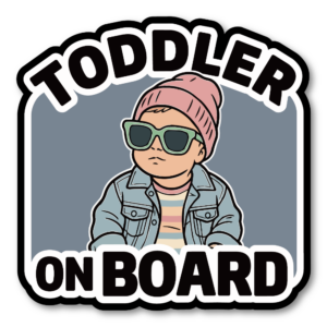 おしゃれな TODDLER ON BOARD ステッカー ベビーインカー キッズインカー 車用 セーフティサイン 防水・UVラミネート仕様 カーサイン Pink Beanie