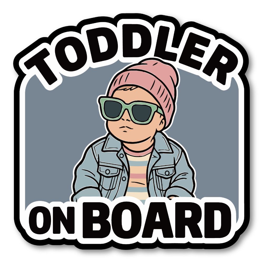 おしゃれな TODDLER ON BOARD ステッカー ベビーインカー キッズインカー 車用 セーフティサイン 防水・UVラミネート仕様 カーサイン Pink Beanie