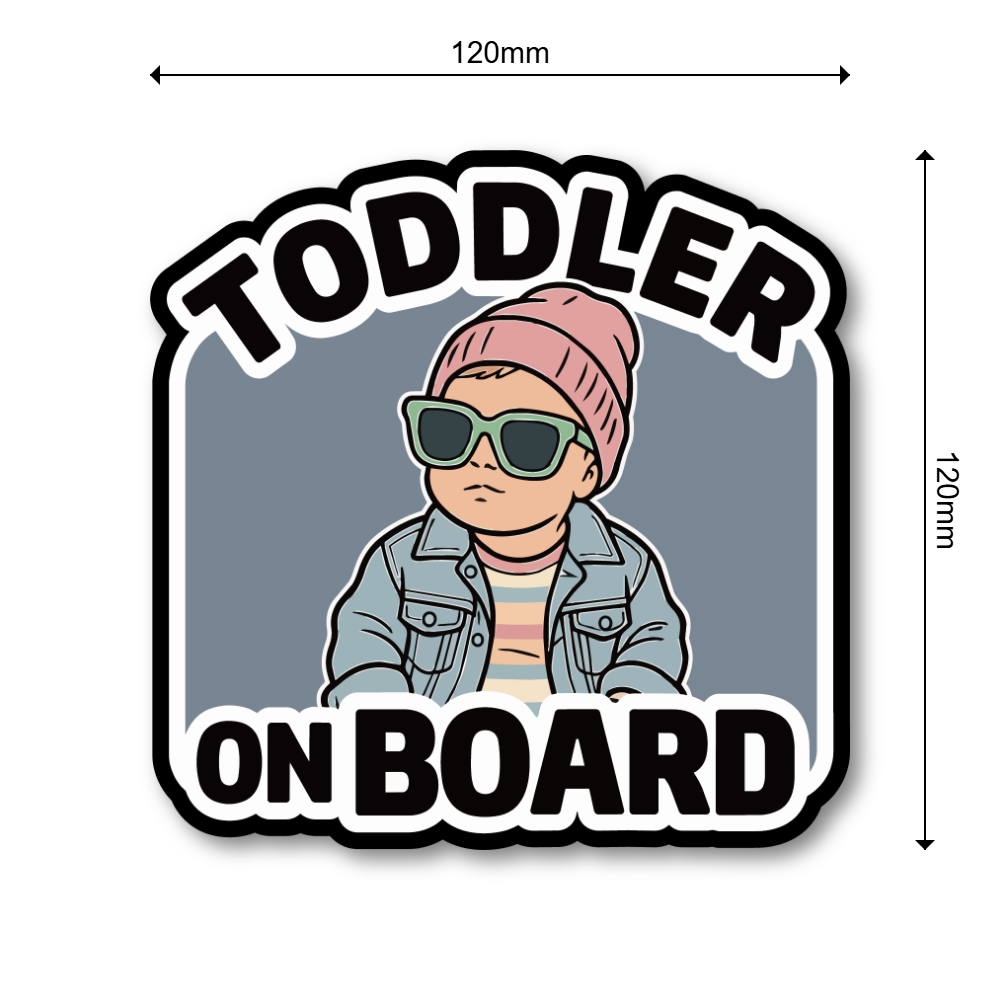 おしゃれな TODDLER ON BOARD ステッカー ベビーインカー キッズインカー 車用 セーフティサイン 防水・UVラミネート仕様 カーサイン Pink Beanie - 画像 (3)