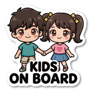 Kids On Board ステッカー 子ども乗車中 カーサイン 幅120mm 防水 UVラミネート 屋外対応 かわいい キッズサイン 子ども乗車中