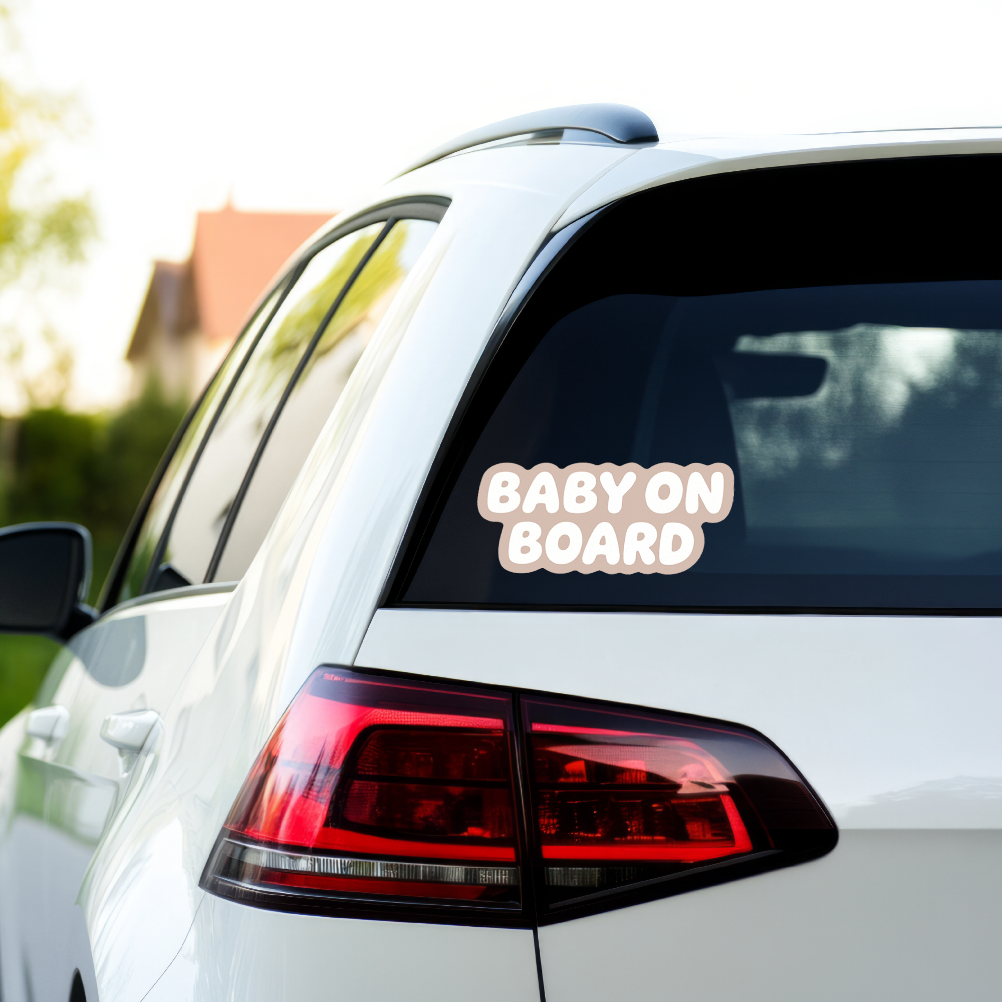 BABY ON BOARD ステッカー シンプル ミニマルデザイン 160×77mm 車用サイン ベビーオンボード カーステッカー ニュートラルカラー ダイカット仕様 Lavender - 画像 (4)