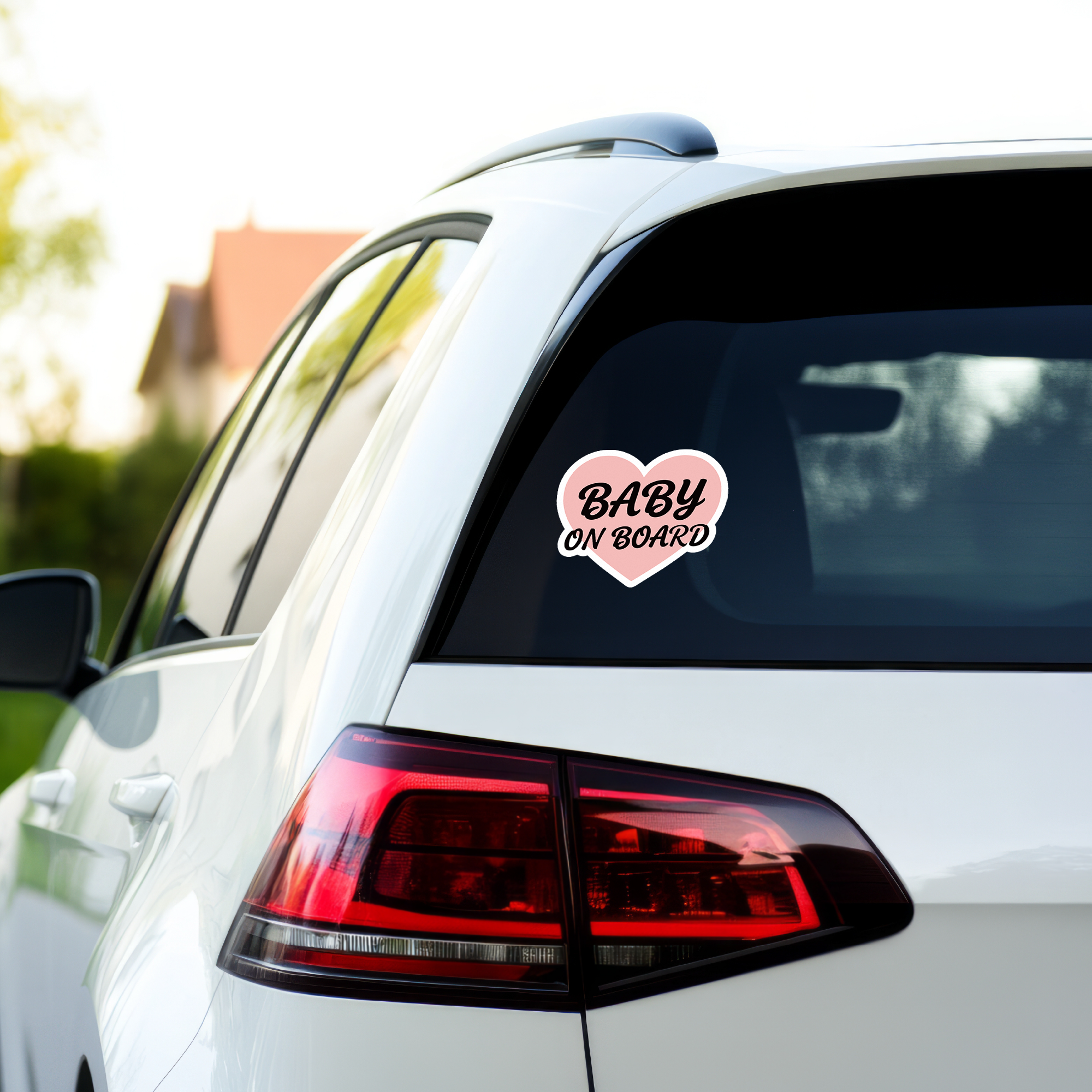 Baby On Board ステッカー ハートデザイン シンプル おしゃれ ベビーインカー ベビーオンボード 車用サイン カーステッカー 赤ちゃん乗車中 耐水 UVラミネート Sage Green - 画像 (6)