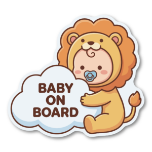 BABY ON BOARD ステッカー 赤ちゃん 動物コスチューム ベビーサイン 車用 カーサイン 防水 耐候 かわいい ベビーインカー ライオン