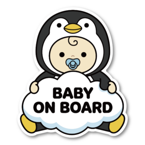 BABY ON BOARD ステッカー 赤ちゃん 動物コスチューム ベビーサイン 車用 カーサイン 防水 耐候 かわいい ベビーインカー ペンギン