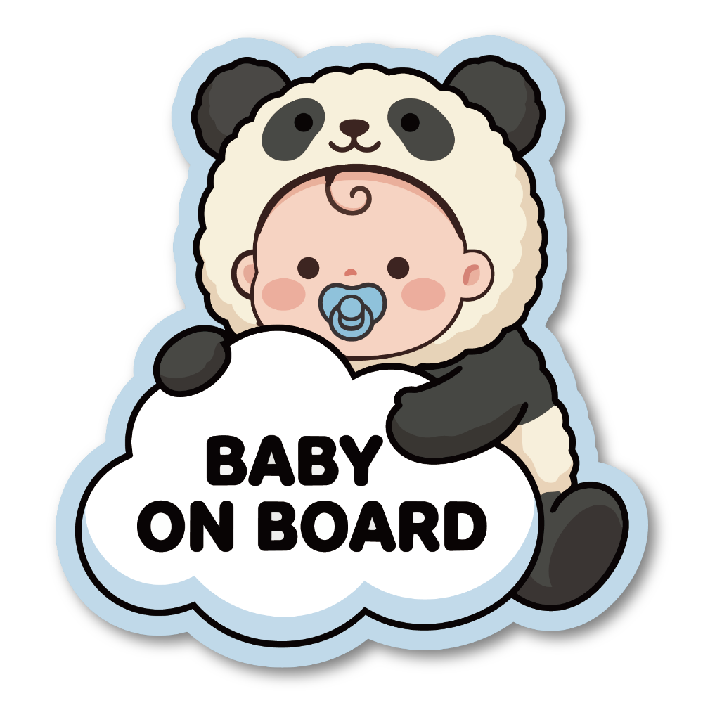 BABY ON BOARD ステッカー 赤ちゃん 動物コスチューム ベビーサイン 車用 カーサイン 防水 耐候 かわいい ベビーインカー パンダ
