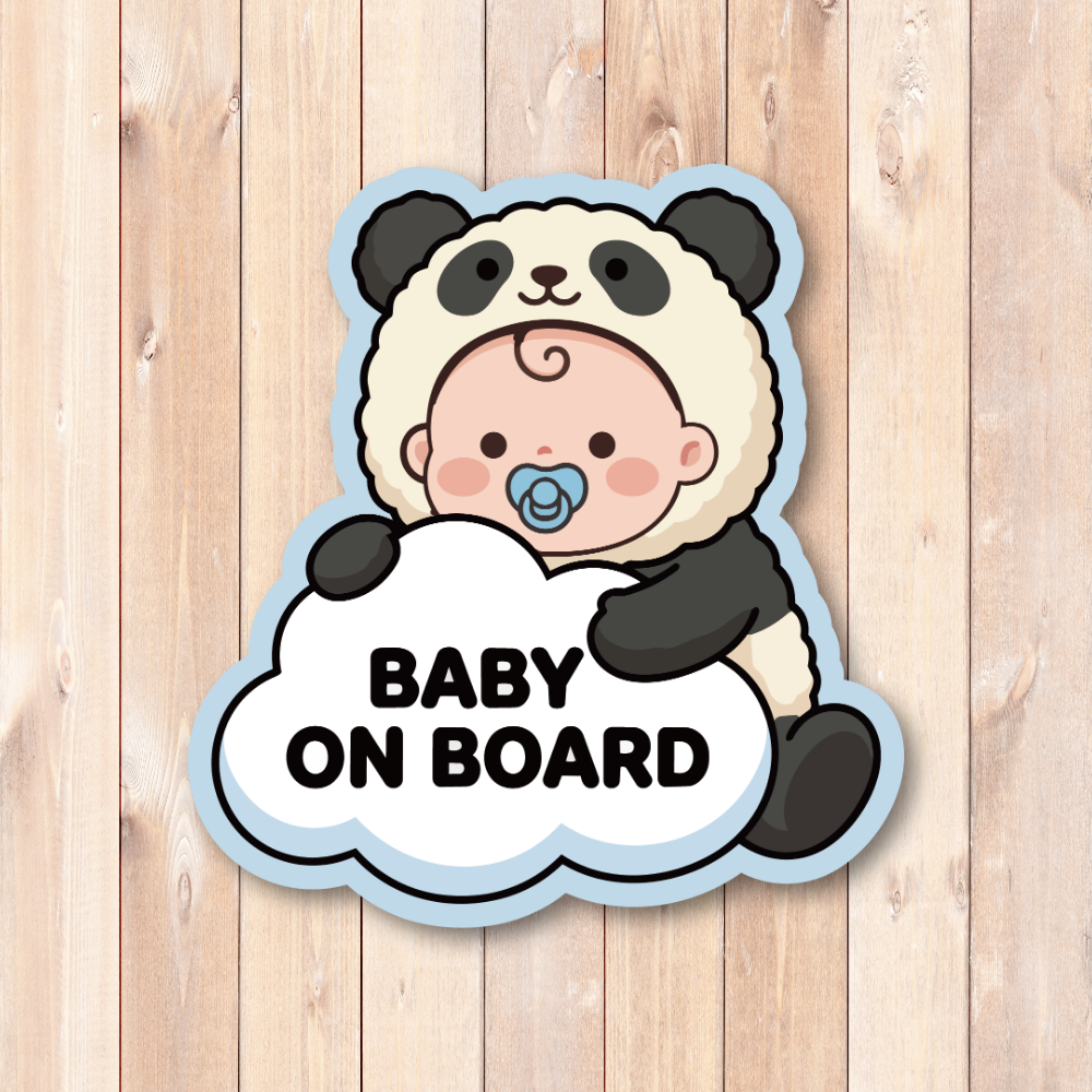 BABY ON BOARD ステッカー 赤ちゃん 動物コスチューム ベビーサイン 車用 カーサイン 防水 耐候 かわいい ベビーインカー パンダ - 画像 (2)