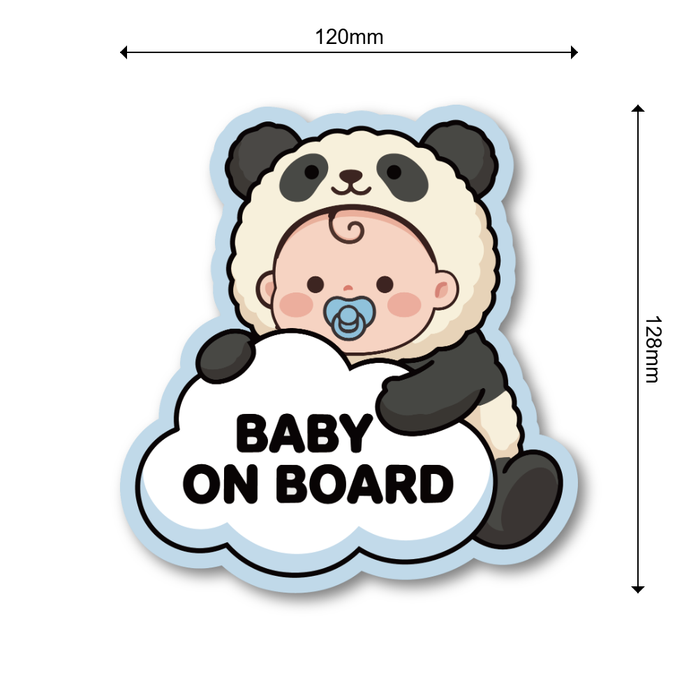 BABY ON BOARD ステッカー 赤ちゃん 動物コスチューム ベビーサイン 車用 カーサイン 防水 耐候 かわいい ベビーインカー パンダ - 画像 (3)