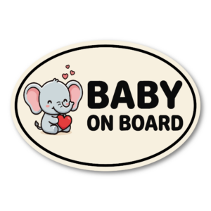 BABY ON BOARD ステッカー 車用 ベビーインカー 赤ちゃん乗車中 ゾウ パンダ かわいい 楕円 防水・耐候 屋外対応 ベビーサイン カーステッカー ベビーゾウ