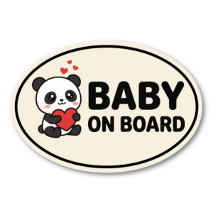BABY ON BOARD ステッカー 車用 ベビーインカー 赤ちゃん乗車中 ゾウ パンダ かわいい 楕円 防水・耐候 屋外対応 ベビーサイン カーステッカー ベビーパンダ