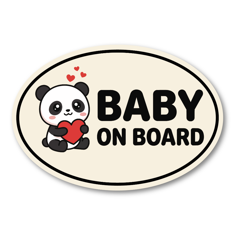 BABY ON BOARD ステッカー 車用 ベビーインカー 赤ちゃん乗車中 ゾウ パンダ かわいい 楕円 防水・耐候 屋外対応 ベビーサイン カーステッカー ベビーパンダ
