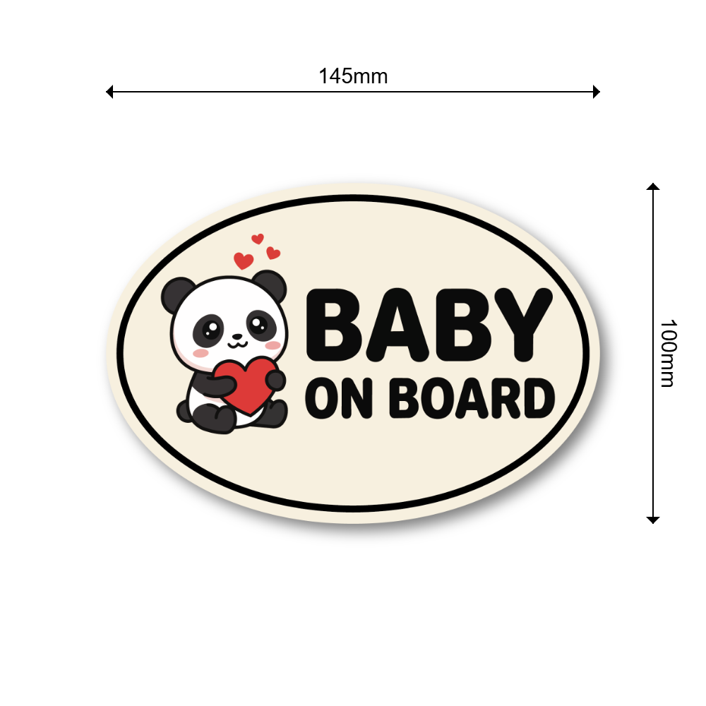 BABY ON BOARD ステッカー 車用 ベビーインカー 赤ちゃん乗車中 ゾウ パンダ かわいい 楕円 防水・耐候 屋外対応 ベビーサイン カーステッカー ベビーパンダ - 画像 (3)