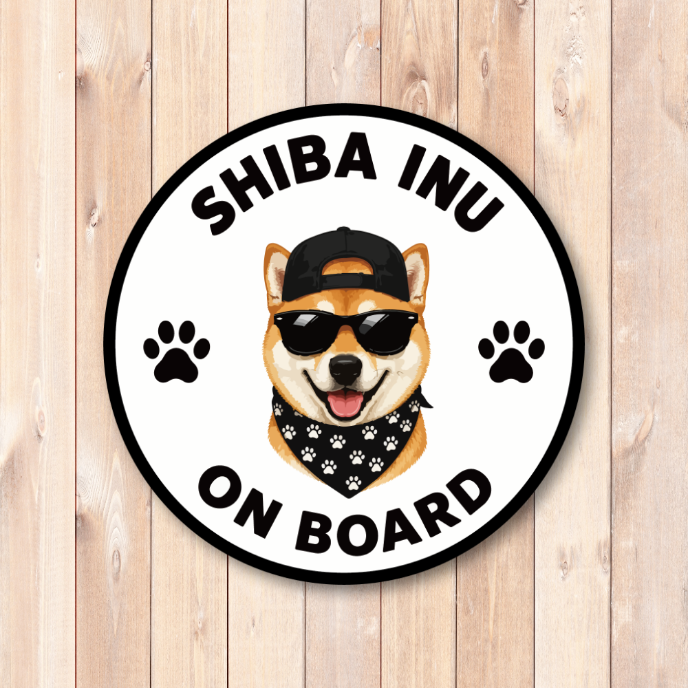 DOG ON BOARD ステッカー 犬が乗っています 犬種別 おしゃれ かわいい 車用ステッカー 防水・耐候 丸型 120mm Shiba Inu - 画像 (2)