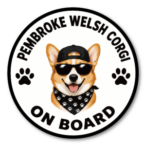 DOG ON BOARD ステッカー 犬が乗っています 犬種別 おしゃれ かわいい 車用ステッカー 防水・耐候 丸型 120mm Pembroke Welsh Corgi