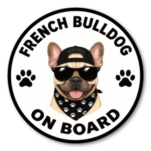 DOG ON BOARD ステッカー 犬が乗っています 犬種別 おしゃれ かわいい 車用ステッカー 防水・耐候 丸型 120mm French Bulldog