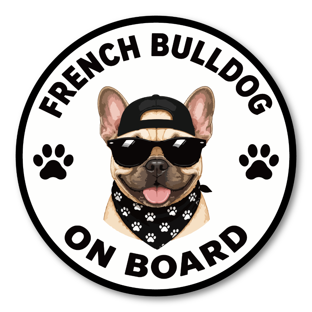 DOG ON BOARD ステッカー 犬が乗っています 犬種別 おしゃれ かわいい 車用ステッカー 防水・耐候 丸型 120mm French Bulldog